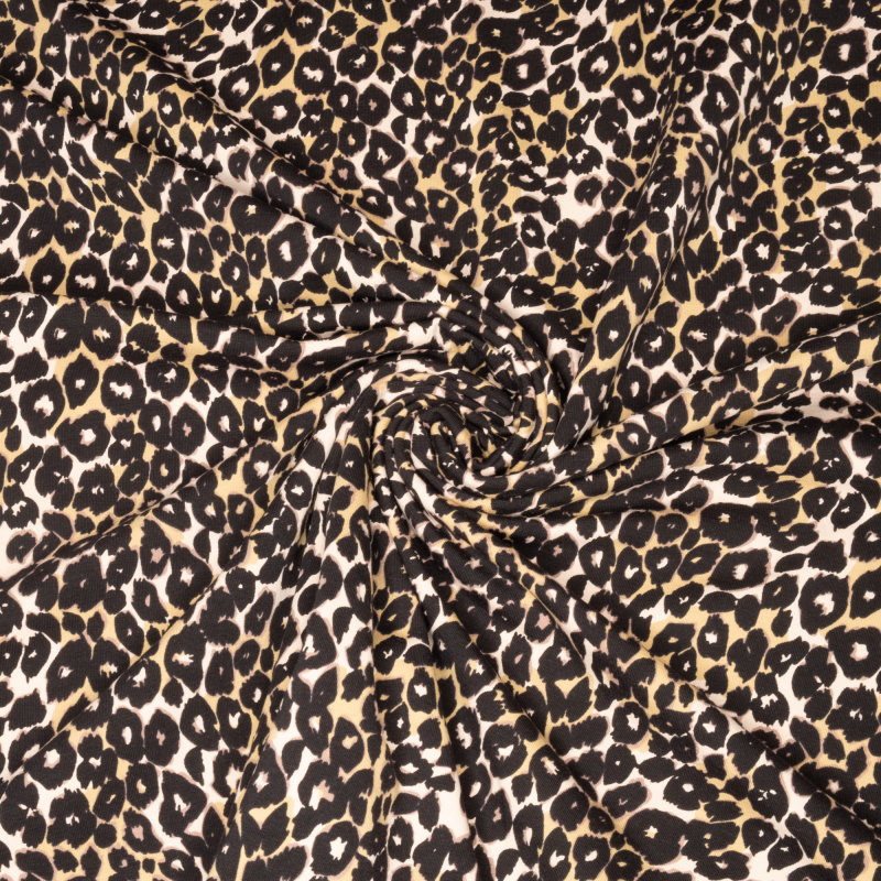 Køb økologisk bomuldsjersey med leopardprint