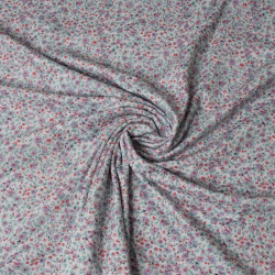 Jerseyprint i hvid med små blomster