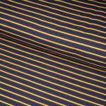 French terry med striber i navy og okker