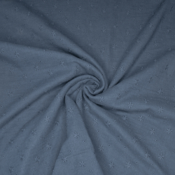 Muslin i marineblå med små blomsterbroderier