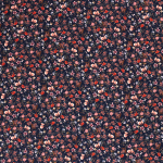 Fast viscose-twill med små blomster på navyblå baggrund