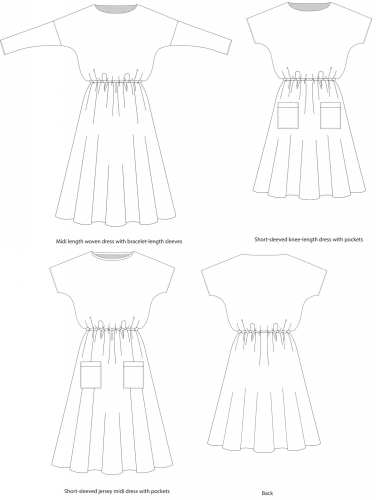 Tilly And The Buttons: Lotta Dress, tekniske tegninger
