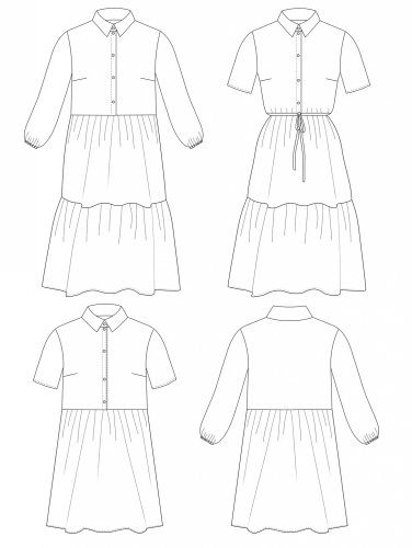 Tilly And The Buttons: Lyra Shirt Dress, teknisk tegning
