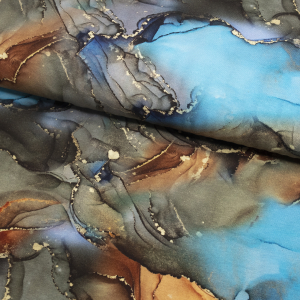 REST, 60 x 160 cm - Bomuldsjersey med marmorprint - blå