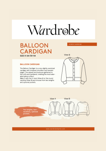 Wardrobe By Me: Balloon Cardigan til let til mellemtungt strækstof i str. 30-54