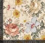 Bomuldsjersey med romantisk blomsterprint - sand