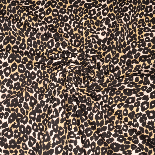 Økologisk bomuldsjersey med brun leopardprint