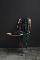 mind the MAKER, økologisk viscose-twill - flaskegrøn med beige cirkler
