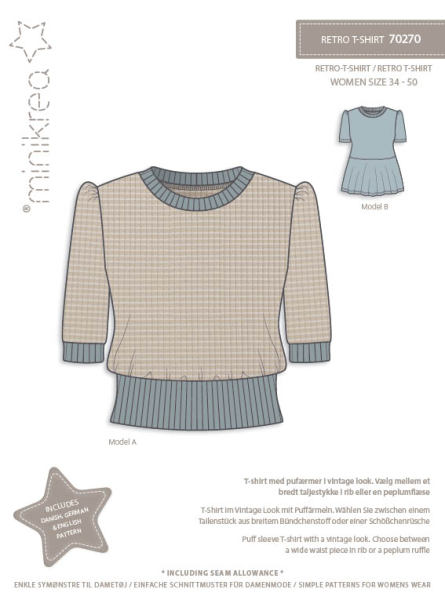 MiniKrea: Retro T-shirt, str. 34-50