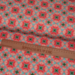 Bomuldsjersey med digitalt blomstermønster - turkis