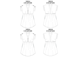 Tegninger af versioner af Fringe Dress and Blouse