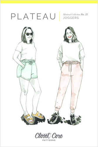 Modeltegning af joggingbukser med høj talje og elastik i livet