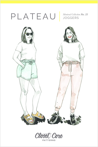 Modeltegning af joggingbukser med høj talje og elastik i livet