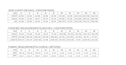 Billede af størrelsesdiagram fra symønsteret